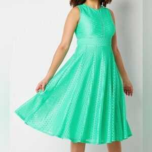 Danny & Nicole Sleeveless Floral Mixed Lace Midi Fit Flare Dress